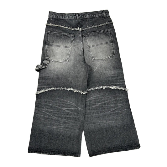 Asos Wide Leg Jeans - 33W 25L Grey Cotton