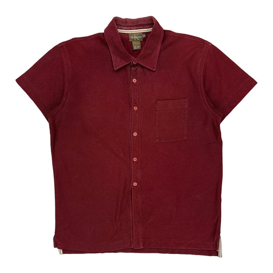 Calvin Klein Short Sleeve Shirt - Medium Red Cotton