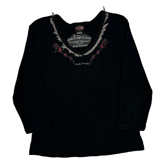 Harley Davidson Long Sleeve T-Shirt - XL Black Cotton