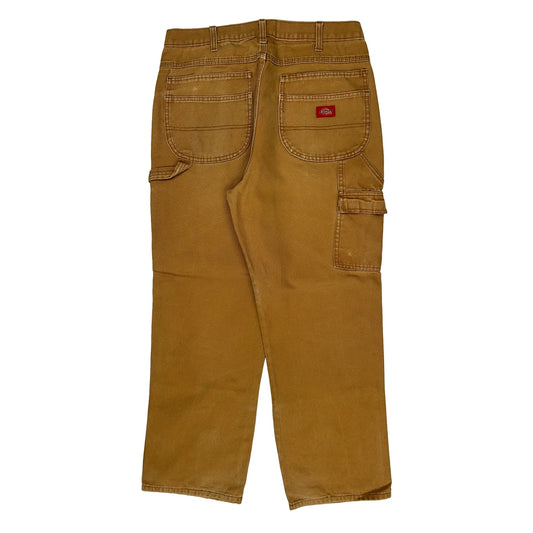 Dickies Double Knee Carpenter Trousers - 34W 29L Brown Cotton
