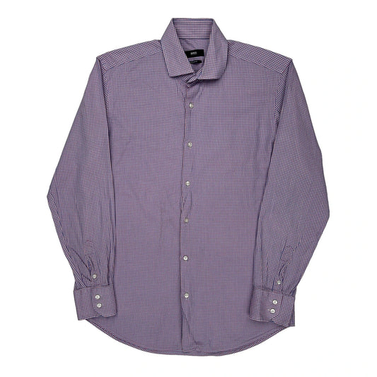 Boss Checked Shirt - Medium Purple Cotton