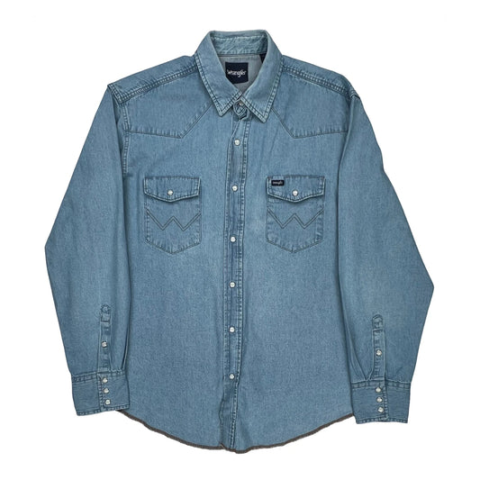 Wrangler Denim Shirt - XL Light Wash Denim