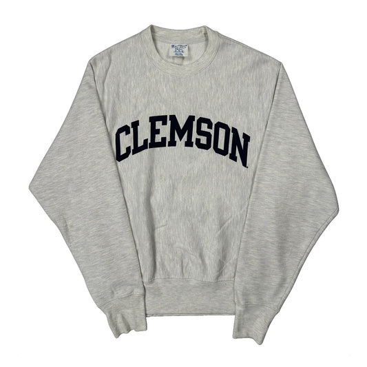 Vintage Reverse Weave Champion College Sweatshirt - Small Grey Cotton