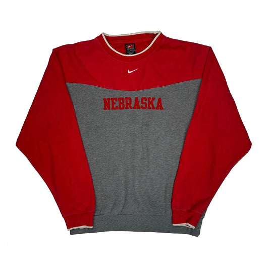 Nebraska Nike College Sweatshirt - Medium Grey Cotton Blend