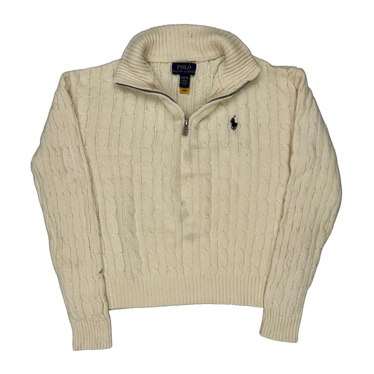 Age 8-10 Polo By Ralph Lauren 1/4 Zip - Medium Cream Cotton