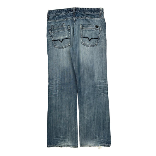 Guess Wide Leg Jeans - 34W 31L Blue Cotton