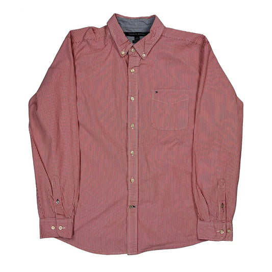 Tommy Hilfiger Striped Shirt - Large Red Cotton