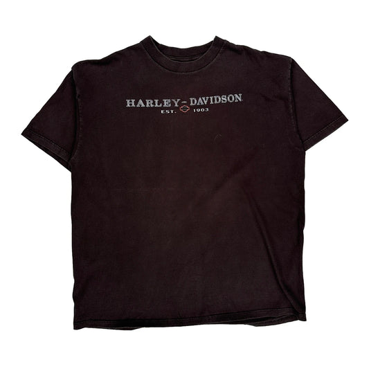 Ontario, Canada Harley Davidson Graphic T-Shirt - 2XL Black Cotton