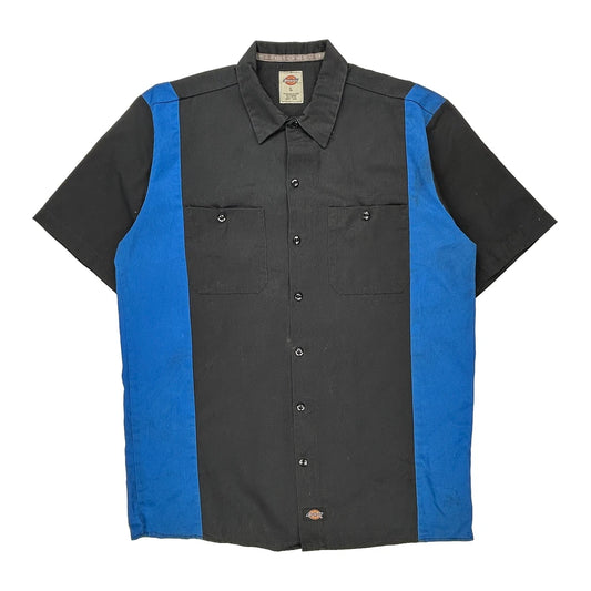 Dickies Striped Short Sleeve Shirt - Large Black Polyester Blend