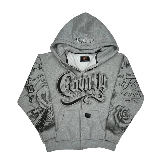 The Real Og Sh*T Fb County Graphic Hoodie - Medium Grey Cotton