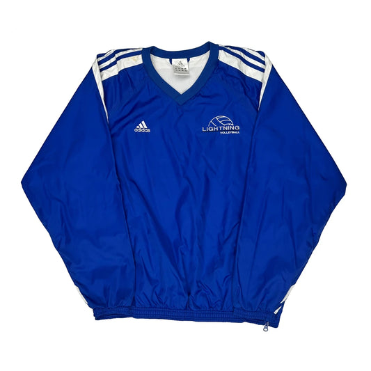 Lightning Volleyball Adidas V-Neck Windbreaker - Medium Blue Polyester