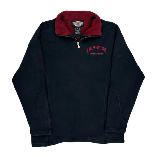 Motorcycles Harley Davidson Collared Long Sleeve T-Shirt - Small Black Cotton