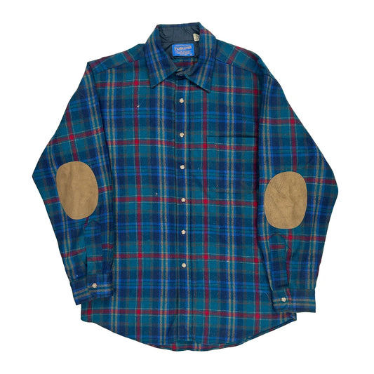 Pendleton Checked Flannel Shirt - Medium Green Virgin Wool