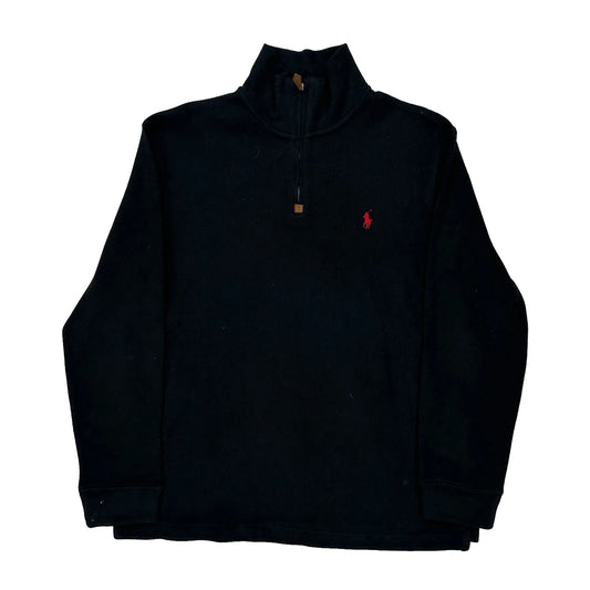 Polo By Ralph Lauren 1/4 Zip - Large Black Cotton