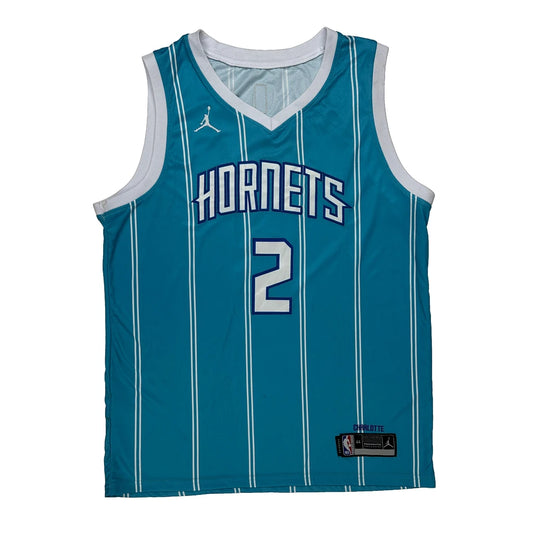 Vintage Charlotte Hornets Jordan Lamelo Ball Jersey - Large Blue Polyester