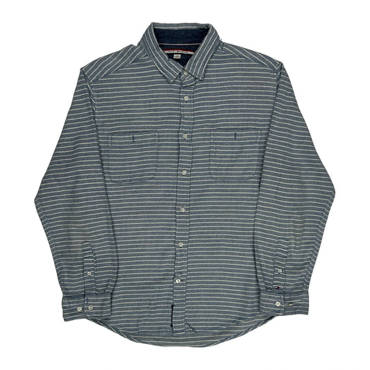 Tommy Hilfiger Striped Shirt - Large Blue Cotton