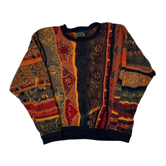 Pure New Wool Coogi 3D Chunky Knit Jumper - Medium Multicoloured Wool