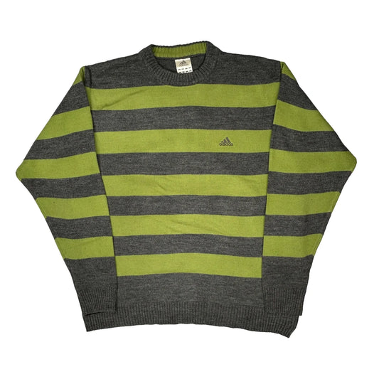 Adidas Striped Jumper - Medium Green Cotton