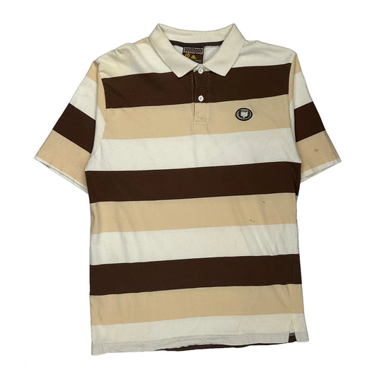 Southpole Striped Polo Shirt - Large Brown Cotton