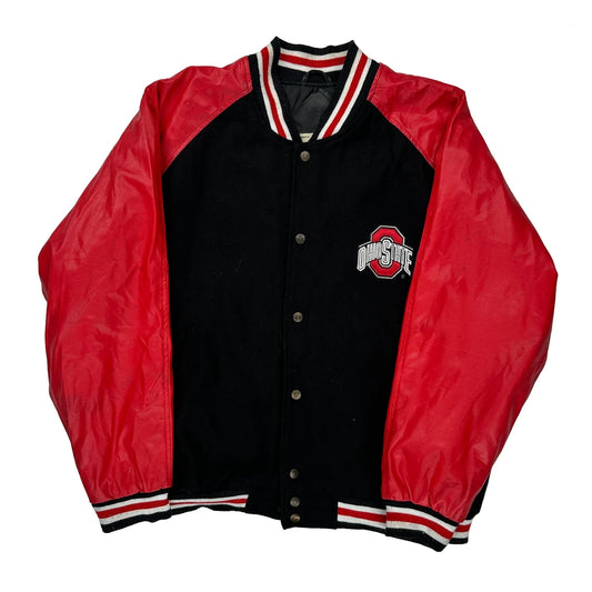 Ohio State Steve & Barry College Varsity Jacket - Large Black Leather