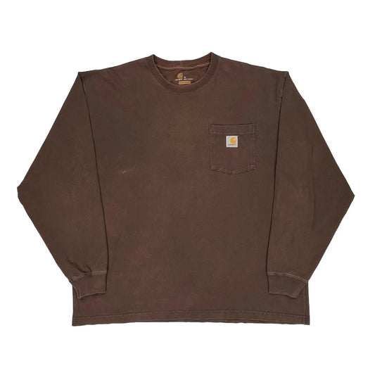 Carhartt Long Sleeve T-Shirt - XL Brown Cotton