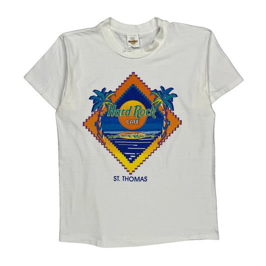 St. Thomas Hard Rock Cafe Graphic T-Shirt - Large White Cotton