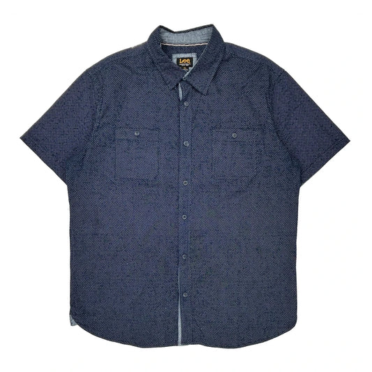 Vintage Lee Polka Dot Short Sleeve Shirt - XL Blue Cotton