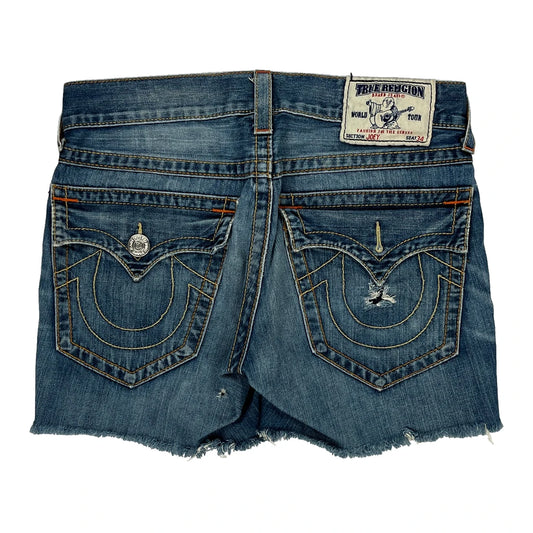 True Religion Denim Shorts - 30W UK 8 Blue Cotton
