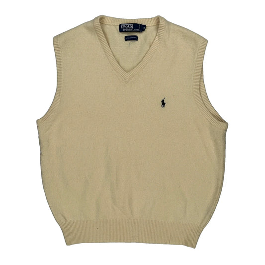 Polo By Ralph Lauren Sweater Vest - Medium Cream Wool