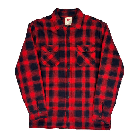 Levis Checked Flannel Shirt - Small Red Cotton