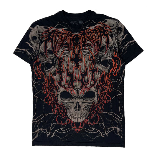 Skull Graphic Affliction Graphic T-Shirt - Large Black Cotton
