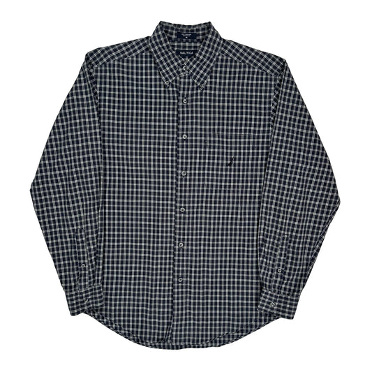 Nautica Checked Shirt - Medium Blue Cotton