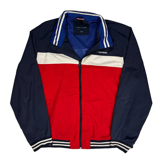 Tommy Hilfiger Striped Track Jacket - 2XL Red Nylon