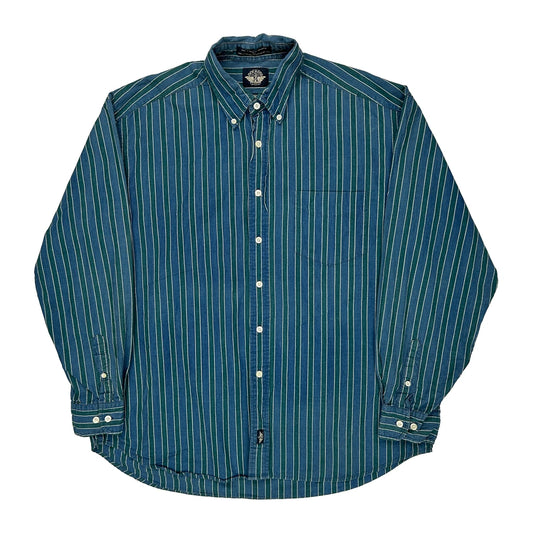 Dockers Striped Shirt - Large Blue Cotton
