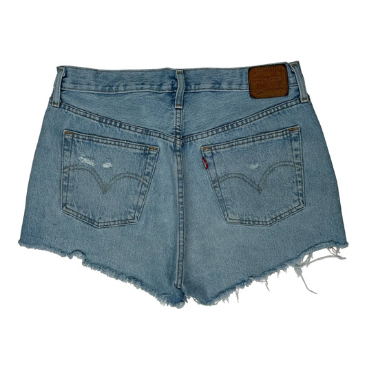 Cut Off Levis Denim Shorts - 32W UK 12 Light Wash Denim