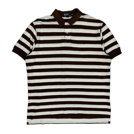 Polo By Ralph Lauren Striped Polo Shirt - 2XL Brown Cotton