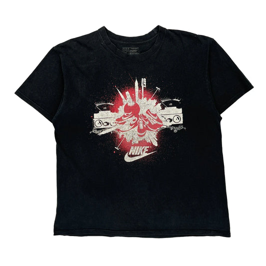 Nike Graphic T-Shirt - Medium Black Cotton