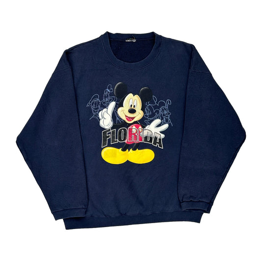 Disney Cartoon Sweatshirt - Large Navy Cotton