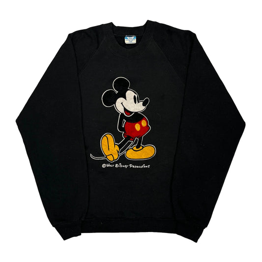 Mickey Mouse Disney Cartoon Sweatshirt - Large Black Cotton