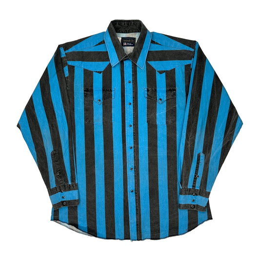 Panhandle Slim Striped Patterned Shirt - XL Black Cotton
