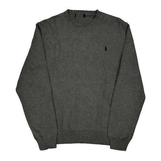 Polo By Ralph Lauren Chunky Knit Jumper - Large Grey Wool