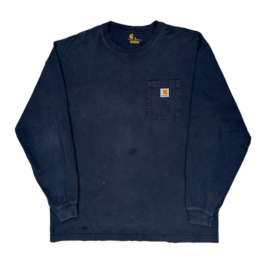 Carhartt Long Sleeve T-Shirt - XL Blue Cotton