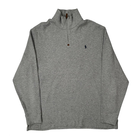 Polo By Ralph Lauren 1/4 Zip - 2XL Grey Cotton