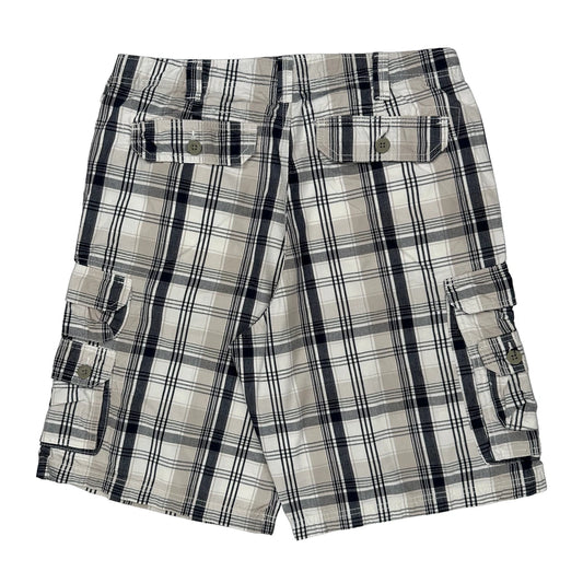 Lee Checked Cargo Shorts - 34W 11L Black & White Cotton