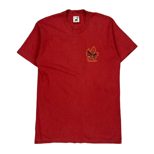 Canada Fruit Of The Loom Single Stitch T-Shirt - Medium Red Cotton