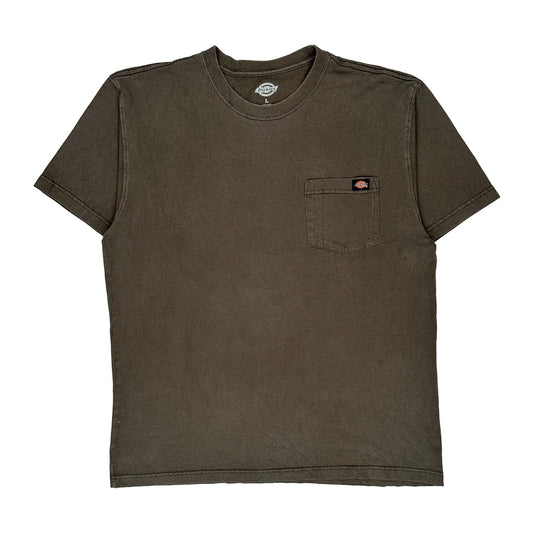 Vintage Dickies T-Shirt - Large Khaki Cotton
