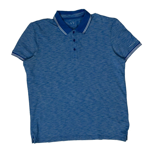 Vintage Armani Exchange Polo Shirt - XL Blue Polyester Blend