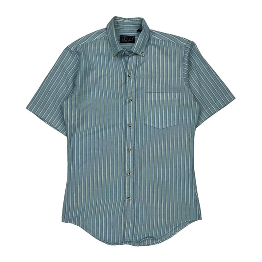 Levis Striped Short Sleeve Shirt - Small Blue Polyester Blend