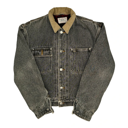 Made In USA Polo By Ralph Lauren Collared Denim Jacket - Small Grey Denim