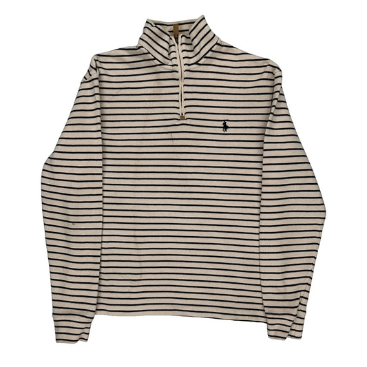 Polo By Ralph Lauren Striped 1/4 Zip - Small Black Cotton